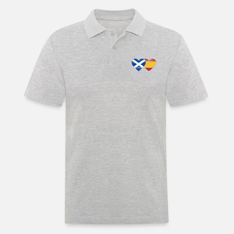 Ecosse Espagne Drapeau Coeur Utilisé - Polo Homme - gris chiné