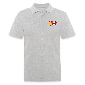 Coeur de drapeau Espagne Canada utilisé - Polo Homme - gris chiné - Devant - Kai (181cm)