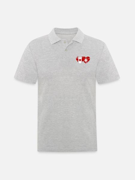 Canada Suisse Drapeau Coeur Utilisé - Polo Homme - gris chiné