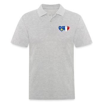 Kosovo France drapeau coeur utilisé - Polo Homme - gris chiné - Devant - Kai (181cm)