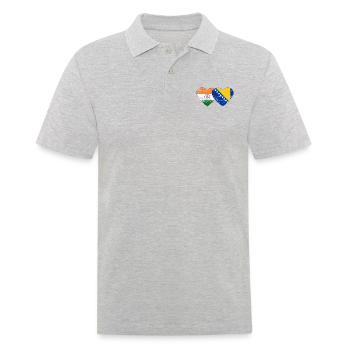 Indien Bosnien Flagge Herz used - Männer Poloshirt - Grau meliert - Vorne - Kai (181cm)