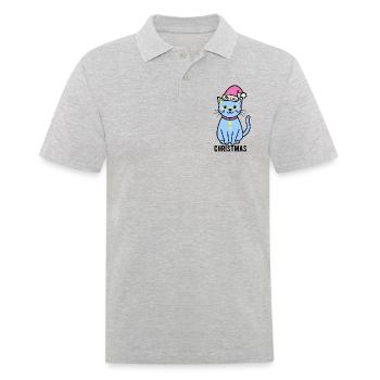 Meowy Christmas - Geschenk mit Katze - Männer Poloshirt - Grau meliert - Vorne - Kai (181cm)