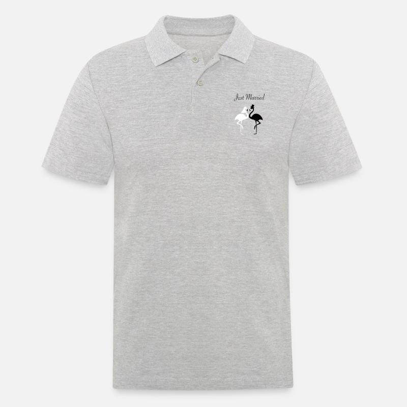 Flamingos - just married - Männer Poloshirt - Grau meliert