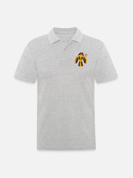 An Guadn! Münchner Kindl mit Weisswurst und Brezn - Männer Poloshirt - Grau meliert
