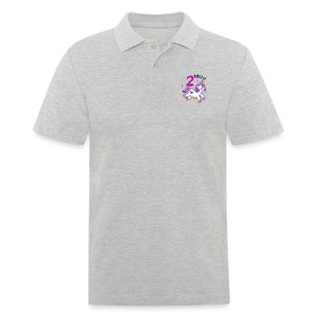 Hello Two Unicorn, second birthday - Men's Polo Shirt - heather grey - Front - Kai (181cm)