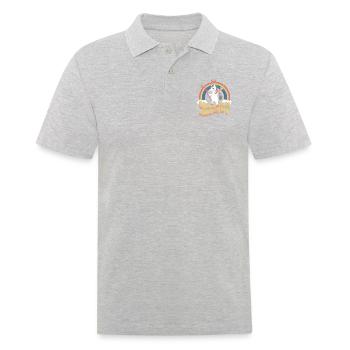 Sécurité des licornes Devise de la licorne Sécurité des licornes - Polo Homme - gris chiné - Devant - Kai (181cm)