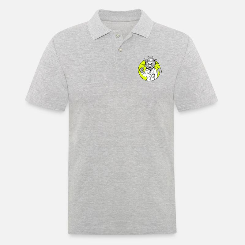 Retro Arzt-Katze - Beruf Arzt - Männer Poloshirt - Grau meliert