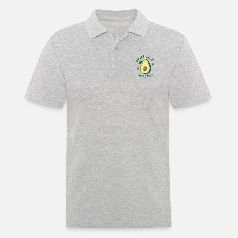 Frieden, Liebe und Avocado - Männer Poloshirt - Grau meliert