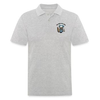 Skull mit Bäckermütze und Brot - Männer Poloshirt - Grau meliert - Vorne - Kai (181cm)
