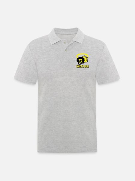 Cheesus - Männer Poloshirt - Grau meliert