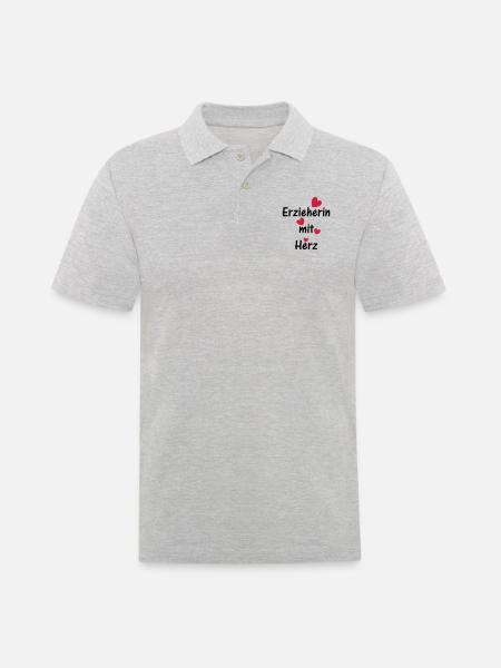 Erzieherin mit Herz - Männer Poloshirt - Grau meliert