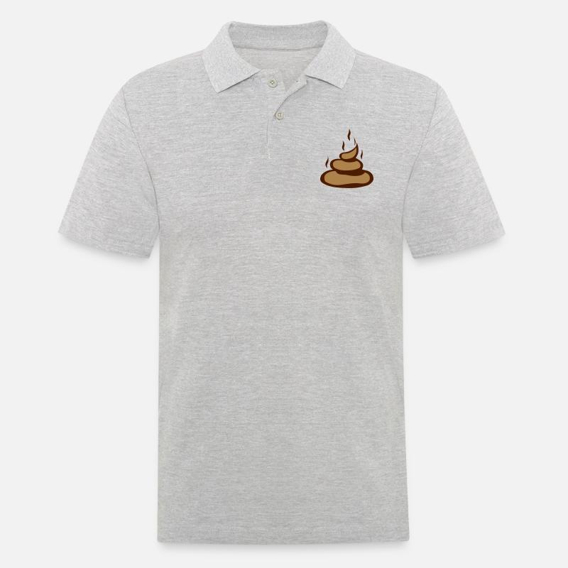 caca merde crotte bouse 2903) - Polo Homme - gris chiné