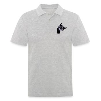 Cat, cute kitten - 2 colors - Polo Homme - gris chiné - Devant - Kai (181cm)