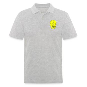 Crâne jaune avec des symboles occultes - Polo Homme - gris chiné - Devant - Kai (181cm)