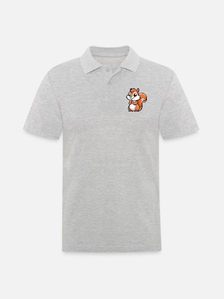 Cheeky Little Squirrel - Men's Polo Shirt - heather grey