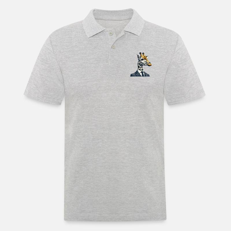 Giraffe - Männer Poloshirt - Grau meliert