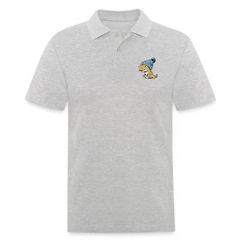 T-Rex Dino Dinosaur with Blue Beanie Hat - Men's Polo Shirt - heather grey - Front - Kai (181cm)