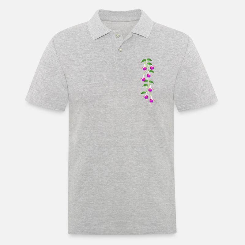 Fuchsia, Blüten - Männer Poloshirt - Grau meliert