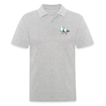 Deux mouettes amoureuses Couple Mouette Côte de la mer du Nord Amour - Polo Homme - gris chiné - Devant - Kai (181cm)