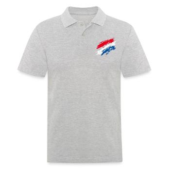 NIederlande Flagge / Kursiv Streifen - Kreide - Männer Poloshirt - Grau meliert - Vorne - Kai (181cm)