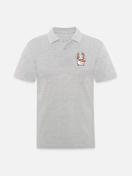 Hamster as cook and baker with bowl in 8 bit - Men's Polo Shirt - heather grey
