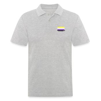 Drapeau de la fierté non binaire - Polo Homme - gris chiné - Devant - Kai (181cm)
