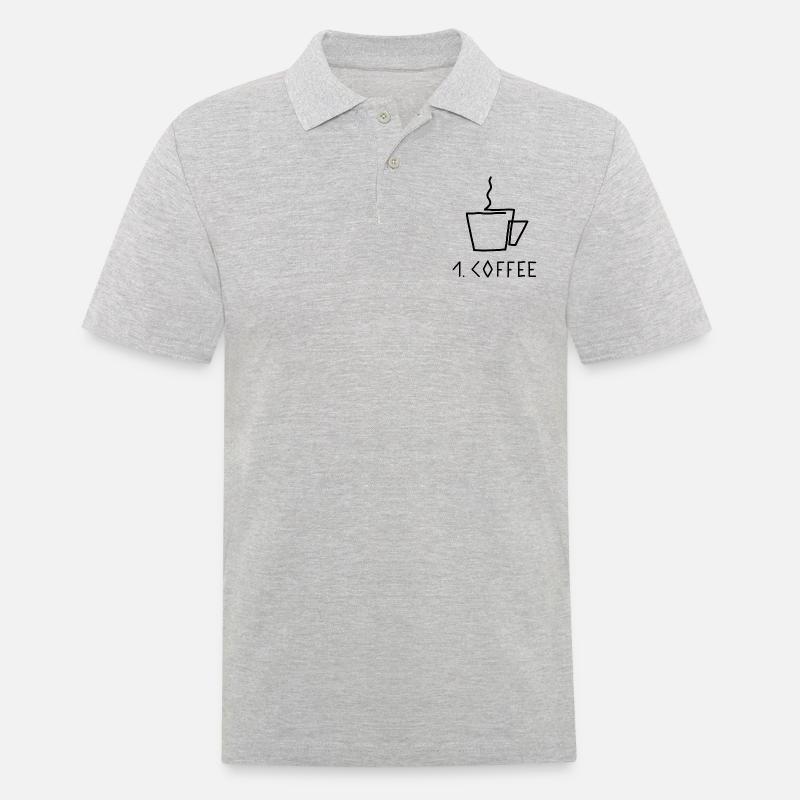 First Coffee Kaffee erst - Männer Poloshirt - Grau meliert