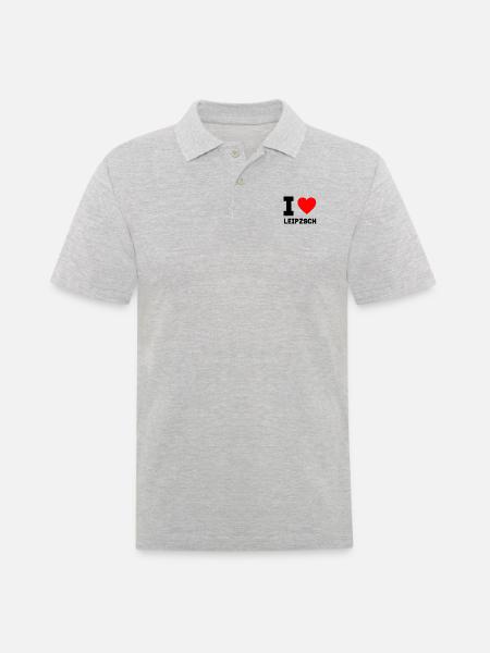I Love Leipzsch Leipzig Geschenkidee Heimatstadt - Männer Poloshirt - Grau meliert