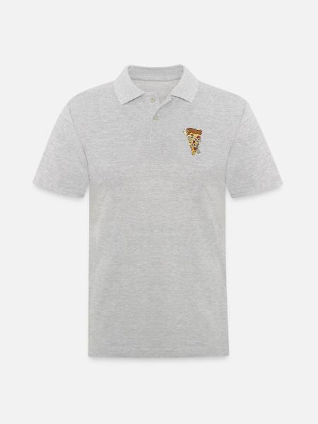 Pizza One true love - Männer Poloshirt - Grau meliert