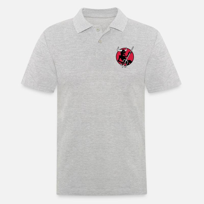 rockin_devil_3c - Männer Poloshirt - Grau meliert