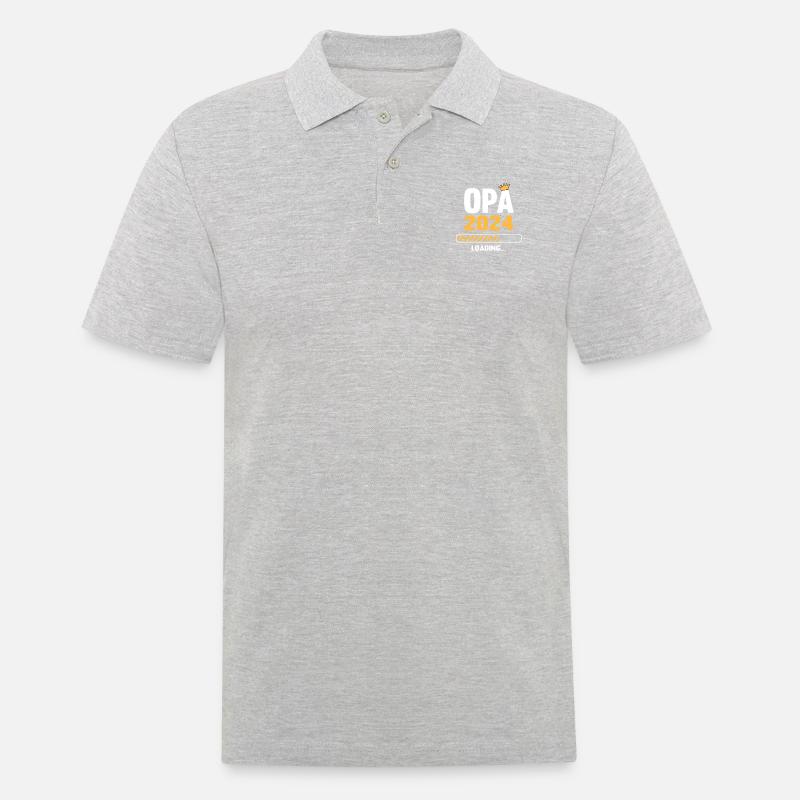 Opa 2024 Loading Schwangerschaftsankündigung - Männer Poloshirt - Grau meliert