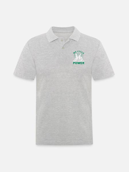 We Cycle With Double Power Tandem Bicycle - Men's Polo Shirt - heather grey