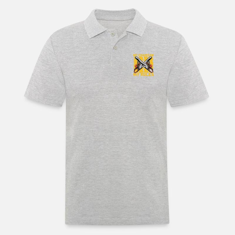 My Chainsaw My Rules - Männer Poloshirt - Grau meliert