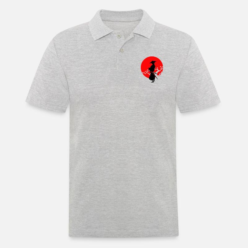 samurai warrior - Männer Poloshirt - Grau meliert