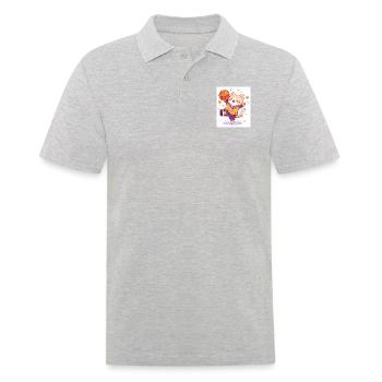 Cat with basketball - Men's Polo Shirt - heather grey - Front - Kai (181cm)