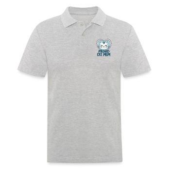 STOLZE KATZENMAMA - Männer Poloshirt - Grau meliert - Vorne - Kai (181cm)