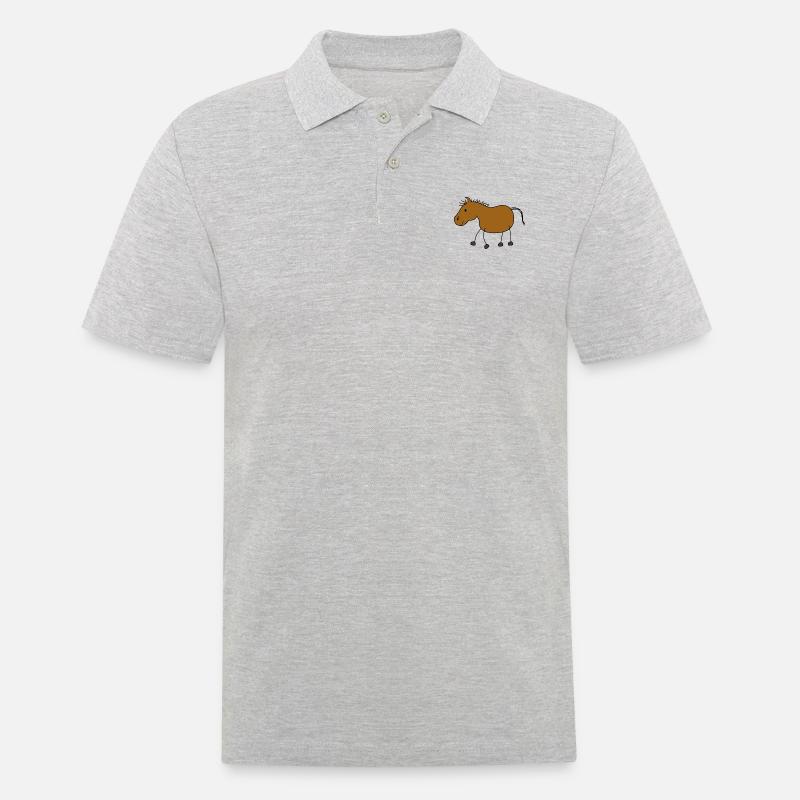 Pferdchen - Männer Poloshirt - Grau meliert