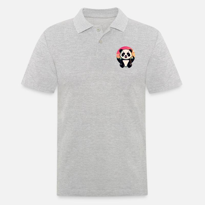 Süßer Panda Sunset Design - Männer Poloshirt - Grau meliert