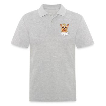 « Têtes couronnées » - Yorkshire Terrier - Polo Homme - gris chiné - Devant - Kai (181cm)