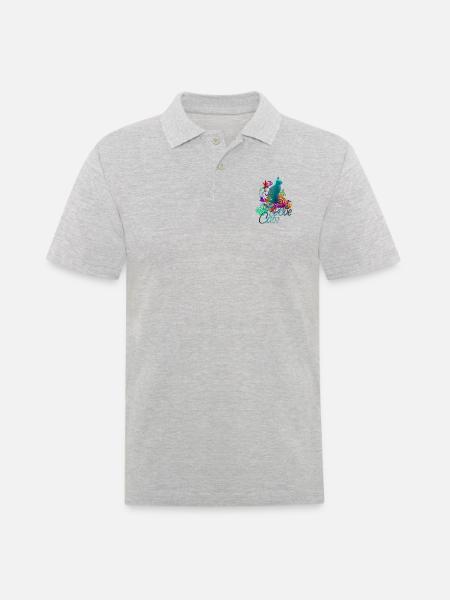 LOVE CATS mit Text - Männer Poloshirt - Grau meliert