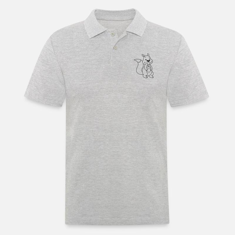 Nuss Comic Eichhörnchen - Männer Poloshirt - Grau meliert