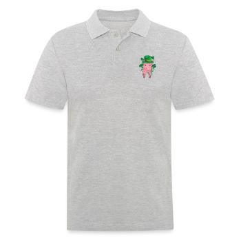 Glücksschwein Silvester - Männer Poloshirt - Grau meliert - Vorne - Kai (181cm)