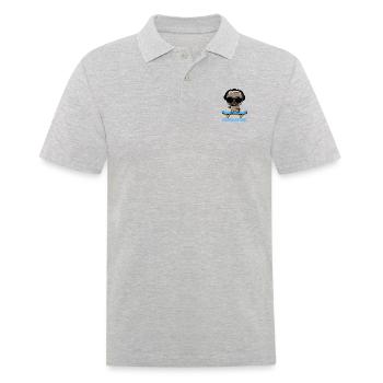 Lustiger Mops auf Skateboard mit Kopfhörern - Männer Poloshirt - Grau meliert - Vorne - Kai (181cm)
