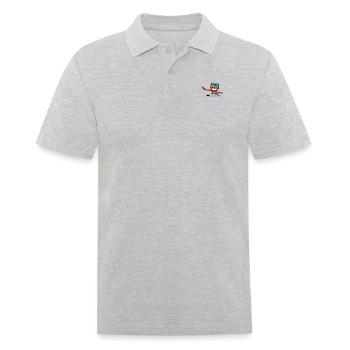 Cat playing ice hockey Funny kawaii design - Men's Polo Shirt - heather grey - Front - Kai (181cm)