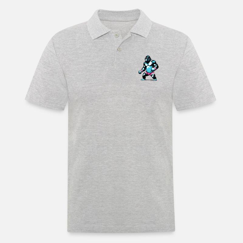 Gorilla Boxer Boxen - Männer Poloshirt - Grau meliert