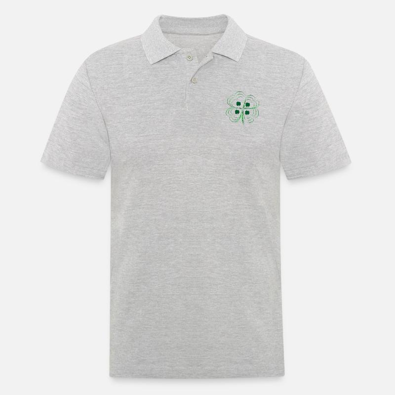 Trèfle vert à trois feuilles - Polo Homme - gris chiné