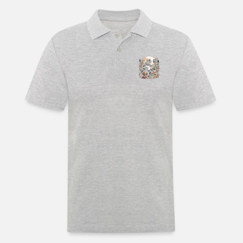 Werwolf mit Gitarre - Männer Poloshirt - Grau meliert