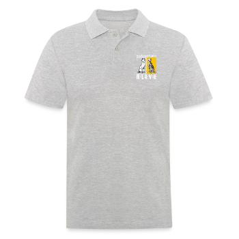 Le chat de Schrödinger mort et vif - Polo Homme - gris chiné - Devant - Kai (181cm)