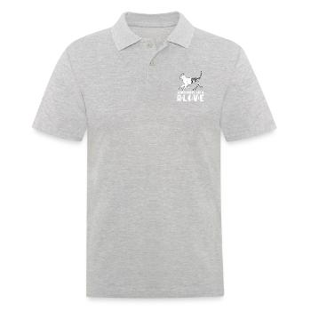 Le chat de Schrödinger mort et vif - Polo Homme - gris chiné - Devant - Kai (181cm)