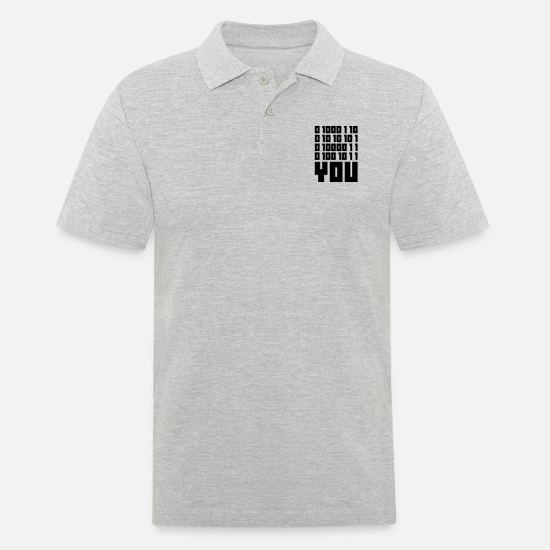 FUCK YOU - Binary code - Polo Homme - gris chiné